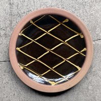 丹窓窯 / 8寸リム皿（編目・焦げ茶）