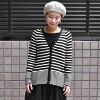 【SALE35%OFF】￥17,600→￥11,440 / ICHI Antiquite's（イチ アンティークス）/ コットン ボーダーカーディガン
