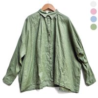 【SALE20%OFF】￥17,600→￥14,080 / ICHI Antiquite's（イチ アンティークス）/ ピグメントカラーリネン ワイドギャザーシャツ