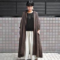 【2024AW】ICHI Antiquite's（イチ アンティークス）/ リネン ギンガムチェック シャツドレス