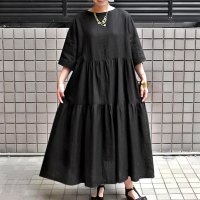【2025SS】 FACTORY（ファクトリー）/ アイリッシュリネン（シワ加工）× 綿近江晒 ティアードワンピース