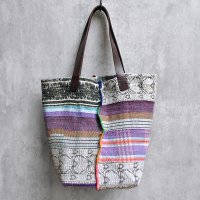 vintage kantha ralli quilt bag / ヴィンテージカンタ ラリーキルトバッグ（スクエアL）【一点物】
