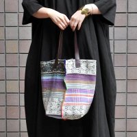 vintage kantha ralli quilt bag / ヴィンテージカンタ ラリーキルトバッグ（スクエアL）【一点物】