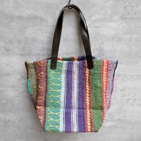vintage kantha ralli quilt bag / ヴィンテージカンタ ラリーキルトバッグ（スクエアL）【一点物】