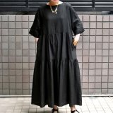 【2025SS】 FACTORY（ファクトリー）/ アイリッシュリネン（シワ加工）× 綿近江晒 ティアードワンピース