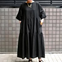 【2025SS】 FACTORY（ファクトリー）/ アイリッシュリネン（シワ加工）× 綿近江晒 ティアードワンピース