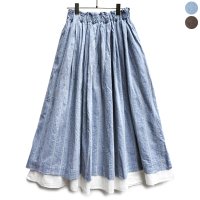【 SALE20％OFF 】￥22,000→￥17,600 / ICHI Antiquite's（イチ アンティークス）/ コットンリネン ドビーストライプ レイヤードスカート