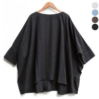 【2025SS】 ICHI Antiquite's（イチ アンティークス）/ コットンリネン ドビーストライプ ワイドプルオーバー【レターパックプラスにて送料無料発送】