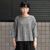 【 SALE 】￥16,500→￥14,850 / ICHI Antiquite's（イチ アンティークス）/ リネン ギンガムチェック プルオーバー