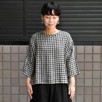 【2025SS】 ICHI Antiquite's（イチ アンティークス）/ リネン ギンガムチェック プルオーバー【レターパックプラスにて送料無料発送】
