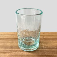 奥原硝子製造所（琉球ガラス）/ 4半コップ・ライトラムネ（ヒビ模様）【満水容量:約350ml】