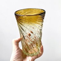 ガラス工房 清天（琉球ガラス）/ サマーモールグラス・アンバー【満水容量:約350ml】