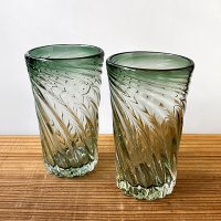 ガラス工房 清天（琉球ガラス）/ サマーモールグラス・グリーン【満水容量:約350ml】