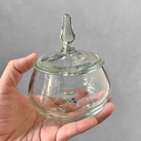 琉球ガラス工房 glass32 / 黒糖入れ（三つ足カレット）蓋付き小物入れ
