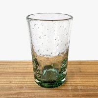 ガラス工房 清天（琉球ガラス）/ 底色気泡ノーマルグラス 大（グリーン）