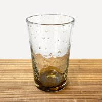 ガラス工房 清天（琉球ガラス）/ 底色気泡ノーマルグラス 大（アンバー）