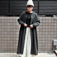 【2025AW】ICHI Antiquite's（イチ アンティークス）/ コットンリネン ストライプ バンドカラーシャツドレス