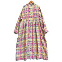 【2025AW】ICHI Antiquite's（イチ アンティークス）/ ウールコットン タータンチェック バンドカラーシャツドレス