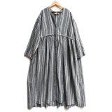 【2025AW】ICHI Antiquite's（イチ アンティークス）/ コットンリネン ランダムストライプドレス