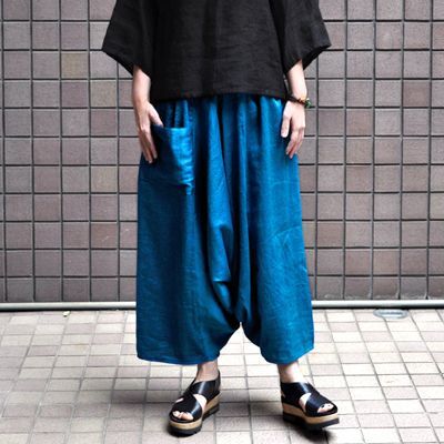 画像1: 【限定生産】tamaki niime（玉木新雌） / 麻シリーズ TURQUOISE tarun pants （ linen70% cotton30% タルンパンツ：ロング）