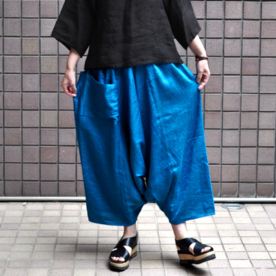 【限定生産】tamaki niime（玉木新雌） / 麻シリーズ TURQUOISE tarun pants （ linen70% cotton30%  タルンパンツ：ロング）