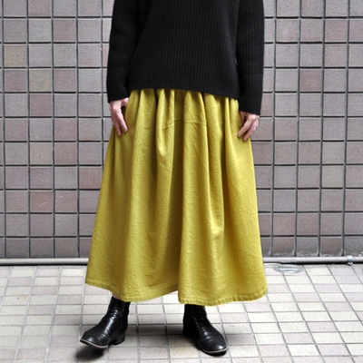 画像1: 【2022AW】FACTORY（ファクトリー）/ ウール強撚糸 ギャザースカート