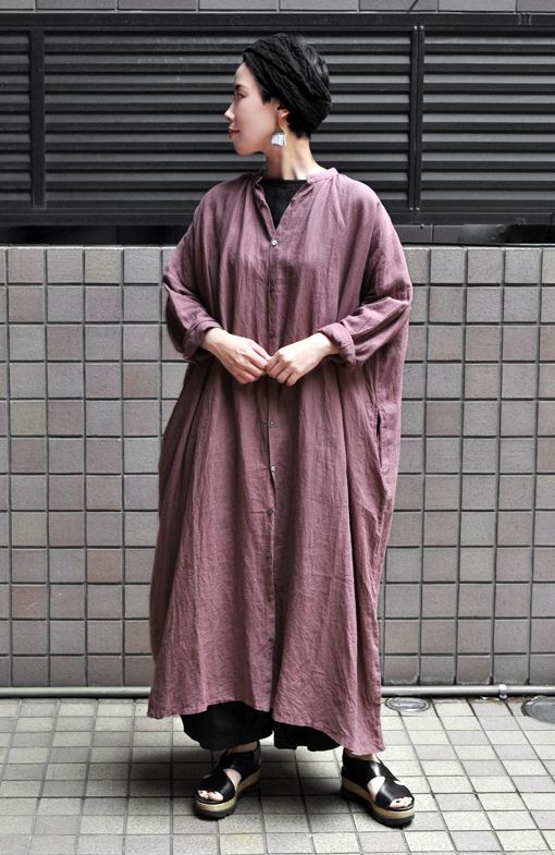 日本製 イチ アンティークス リネン 麻 ストライプ ワイドシャツ 