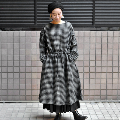 SALE25%OFF】￥25,300→￥18,975 /ICHI Antiquite's（イチ アンティークス）/ リネンブラウジングワンピース -  “ MIGRATORY ” web shop