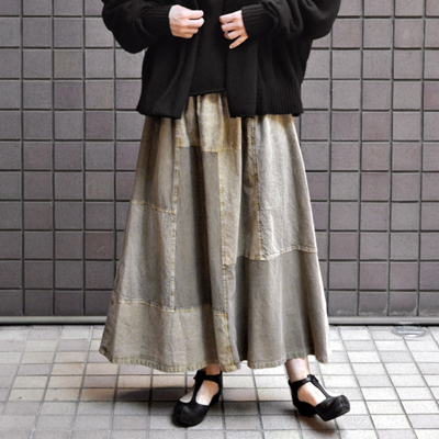 2024AW】FACTORY（ファクトリー）/ 綿麻デニム×綿 HAGI HAGIスカート - “ MIGRATORY ” web shop