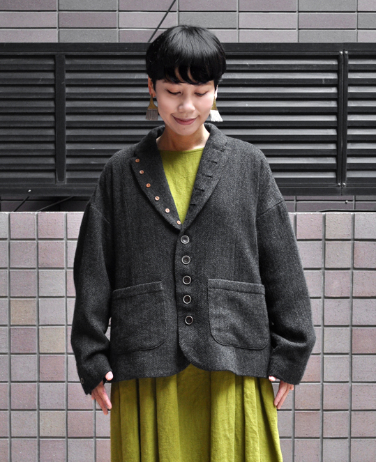 ichiAntiquites イチアンティークス ウールヘリンボン ジャケット